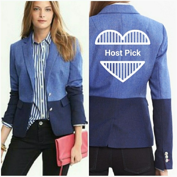 Banana Republic Jackets & Blazers - {BR} Color block blue "Hacking Jacket" blazer